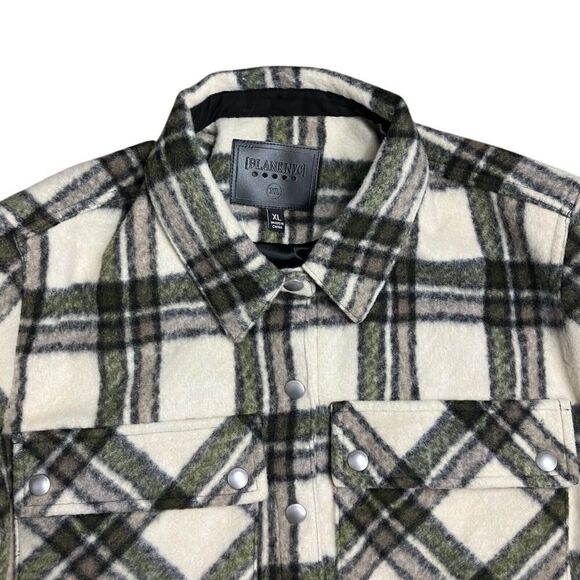 BLANK NYC Shacket Womens‎ XL Cream Wool Blend Flannel Snap Outsider Jacket - Picture 4 of 14